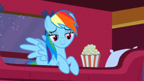 Size: 498x280 | Tagged: safe, derpibooru import, rainbow dash, over a barrel, animated, fire, food, g4, gif, image, implied spike, popcorn, solo, train