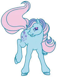 Size: 4033x5517 | Tagged: safe, artist:wtfponytime, derpibooru import, ivy, earth pony, pony, g2, commission, image, landing, png, simple background, solo, sparkly eyes, transparent background, unshorn fetlocks, wingding eyes