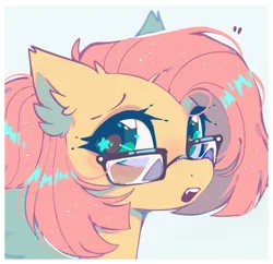 Size: 697x675 | Tagged: safe, artist:mirtash, derpibooru import, fluttershy, pegasus, pony, alternate hairstyle, cute, ear fluff, eyeshadow, female, glasses, image, makeup, mare, open mouth, png, shyabetes, solo, starry eyes, wingding eyes