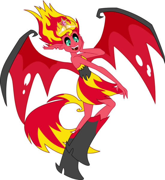 Size: 3000x3270 | Tagged: safe, artist:cloudy glow, derpibooru import, sunset shimmer, demon, equestria girls, equestria girls (movie), crown, female, image, jewelry, png, regalia, simple background, solo, sunset satan, transparent background, wings