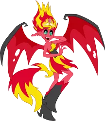 Size: 3000x3466 | Tagged: safe, artist:cloudy glow, derpibooru import, sunset shimmer, demon, equestria girls, equestria girls (movie), crown, female, image, jewelry, png, regalia, simple background, solo, sunset satan, transparent background, wings