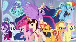 Size: 828x465 | Tagged: safe, artist:crazychris622, derpibooru import, applejack, fluttershy, pinkie pie, rainbow dash, rarity, starlight glimmer, sunset shimmer, twilight sparkle, twilight sparkle (alicorn), oc, oc:crazy chris, alicorn, earth pony, pegasus, pony, unicorn, the last problem, canterlot, image, older, older applejack, older fluttershy, older pinkie pie, older rainbow dash, older rarity, older starlight glimmer, older sunset, older twilight, older twilight sparkle (alicorn), png