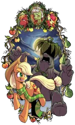 Size: 1389x2310 | Tagged: safe, artist:not-ordinary-pony, derpibooru import, idw, apple bloom, applejack, big macintosh, granny smith, sass squash, clothes, derpibooru exclusive, frame, g4, image, my little pony micro-series, png, scarf, simple background, transparent background