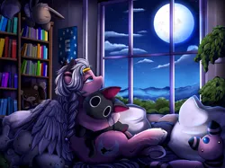 Size: 4261x3187 | Tagged: safe, artist:pridark, derpibooru import, oc, unofficial characters only, pegasus, pony, full moon, image, moon, night, pegasus oc, png, solo, wings