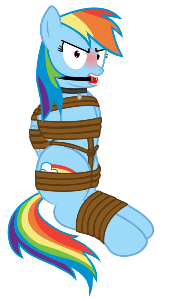 Size: 5600x9607 | Tagged: suggestive, artist:cardshark777, derpibooru import, rainbow dash, pegasus, pony, angry, arm behind back, ballgag, blushing, bondage, bound and gagged, bound wings, captured, dashsub, digital art, femsub, g4, gag, helpless, hooves behind back, image, looking at you, png, rainbond dash, rainbow dash is not amused, simple background, solo, submissive, transparent background, unamused, wings