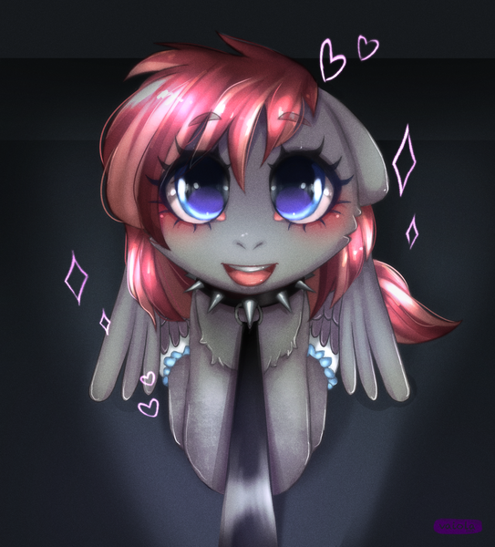 Size: 2154x2380 | Tagged: safe, artist:vaiola, derpibooru import, oc, oc:vermillion dusk, unofficial characters only, dog, pegasus, pony, begging, behaving like a dog, big eyes, chest fluff, choker, collar, commission, cute, diaper, diaper fetish, fetish, full body, happy, image, leash, long mane, looking at you, looking up, looking up at you, non-baby in diaper, open door, open mouth, pegasus oc, pet play, pink hair, png, puppy, puppy dog eyes, shadow, simple background, sitting, solo, sparkles, spread wings, studded choker, wings