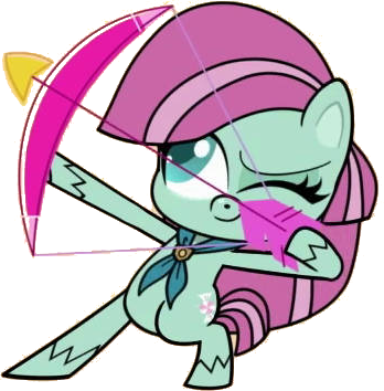 Size: 348x354 | Tagged: safe, artist:pascalmulokozi2, derpibooru import, edit, edited screencap, screencap, minty (g4), earth pony, pony, g3, my little pony: pony life, the trail less trotten, arrow, bipedal, bow (weapon), female, image, mare, not a vector, png, simple background, solo, transparent background