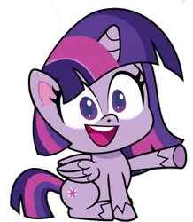 Size: 651x747 | Tagged: safe, artist:pascalmulokozi2, derpibooru import, edit, edited screencap, screencap, twilight sparkle, twilight sparkle (alicorn), alicorn, pony, my little pony: pony life, spoiler:pony life s02e03, female, image, mare, not a vector, open mouth, png, pointing, simple background, solo, the comet section, transparent background