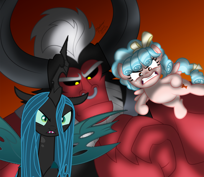 Size: 960x832 | Tagged: safe, artist:aleximusprime, artist:frownfactory, derpibooru import, edit, editor:incredibubbleirishguy, cozy glow, lord tirek, queen chrysalis, antagonist, cats don't dance, darla dimple, duo, duo female, female, image, legion of doom, male, max (cats don't dance), mean three, png, trio