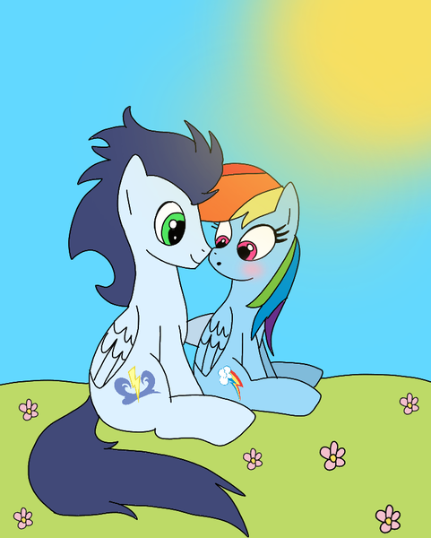 Size: 720x899 | Tagged: safe, artist:dasher666, artist:mythologynerd101, derpibooru import, edit, rainbow dash, soarin', pegasus, pony, female, image, male, mare, png, shipping, soarindash, stallion, straight