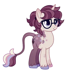 Size: 1200x1226 | Tagged: safe, artist:bishopony, derpibooru import, oc, oc:doodlebug, unofficial characters only, classical unicorn, pony, unicorn, cloven hooves, glasses, horn, image, leonine tail, male, png, ponysona, smiling, solo, stallion, unshorn fetlocks