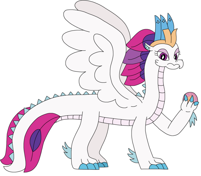 Size: 2598x2276 | Tagged: safe, artist:supahdonarudo, derpibooru import, queen novo, dragon, my little pony: the movie, dragoness, dragonified, female, holding, image, pearl, png, queen novo's orb, redraw, simple background, species swap, transparent background