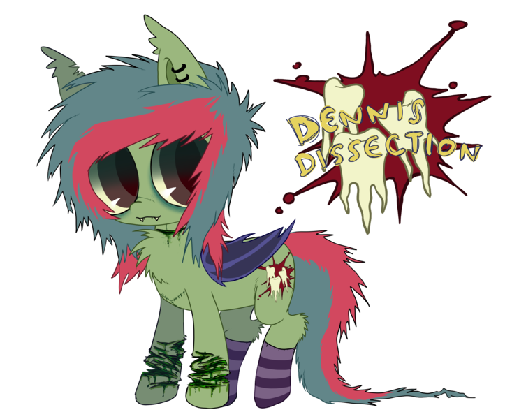 Size: 5500x4500 | Tagged: semi-grimdark, artist:cactuscruncher, derpibooru import, oc, oc:dennis dissection, unofficial characters only, bat pony, pony, undead, vampire, vampony, zombie, zombie pony, absurd resolution, autopsy scar, bags under eyes, bat wings, bleeding, blood, bloody, blue hair, blue mane, brown eyes, chest fluff, clothes, dyed mane, dyed tail, ear fluff, ear piercing, emo, facial piercing, fangs, folded wings, green blood, green coat, hock fluff, image, injured, lip piercing, looking sideways, male, messy hair, messy tail, multicolored hair, piercing, pink hair, pink mane, png, scar, self harm, self harm scars, sharp teeth, shiny eyes, simple background, slit pupils, slit throat, snake bites, socks, solo, stallion, standing, stitches, striped socks, tail, teeth, transparent background, wings