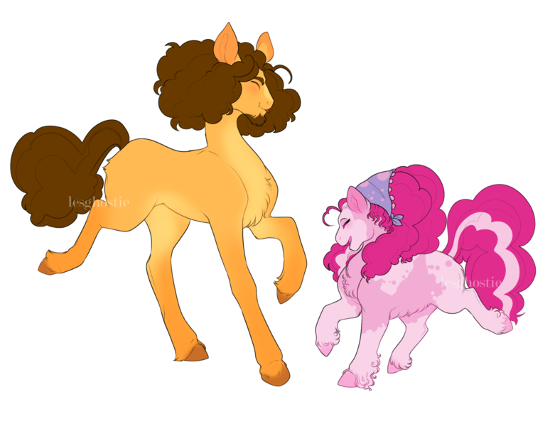 Size: 2888x2220 | Tagged: safe, artist:lesghostie, derpibooru import, cheese sandwich, pinkie pie, earth pony, pony, alternate design, cheesepie, duo, duo male and female, female, husband and wife, image, larger male, male, mare, png, shipping, simple background, smaller female, stallion, straight, twitterina design, white background