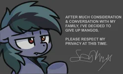 Size: 2000x1207 | Tagged: safe, artist:sugar morning, derpibooru import, oc, oc:scrimmy, unofficial characters only, bat pony, pony, eyebrows, eyebrows visible through hair, image, jpeg, parody, snoop dogg, solo, text