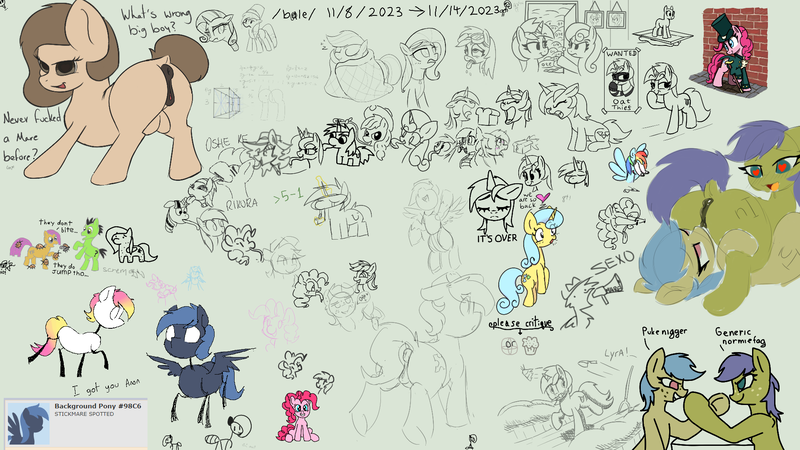 Size: 1920x1080 | Tagged: explicit, anonymous artist, artist:algoatall, artist:maretian, artist:truthormare, artist:violavaquita, ponerpics import, pony, /bale/, /mlp/, 4chan, aggie.io, image, png