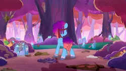 Size: 3072x1727 | Tagged: safe, derpibooru import, screencap, unnamed character, pony, unicorn, g5, my little pony: tell your tale, spoiler:g5, spoiler:my little pony: tell your tale, spoiler:tyts01e66, dapple, female, friday night food fight, image, jpeg, male, mare, misty brightdawn, rebirth misty, stallion