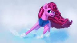 Size: 4550x2560 | Tagged: safe, artist:terrafomer, derpibooru import, pinkie pie, earth pony, pony, clothes, female, ice, ice skates, ice skating, image, mare, png, skates, solo