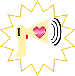 Size: 493x506 | Tagged: safe, artist:kinnichi, artist:user15432, derpibooru import, edit, vector edit, oc, oc:heart-loud horn, cutie mark, heart, image, megaphone, no pony, png, simple background, transparent background, vector