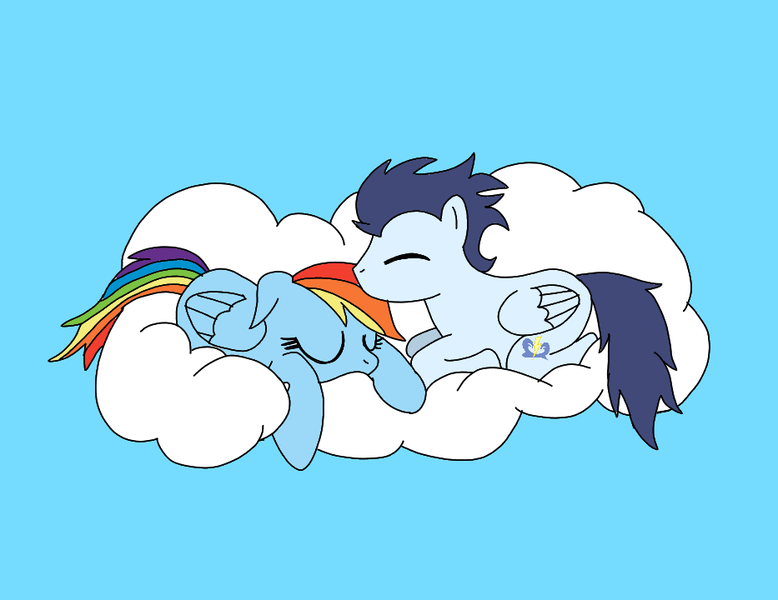 Size: 933x720 | Tagged: safe, artist:dasher666, artist:toddy47586, derpibooru import, edit, rainbow dash, soarin', pegasus, pony, female, image, male, mare, png, shipping, sleeping, soarindash, stallion, straight