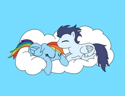 Size: 933x720 | Tagged: safe, artist:dasher666, artist:toddy47586, derpibooru import, edit, rainbow dash, soarin', pegasus, pony, female, image, male, mare, png, shipping, sleeping, soarindash, stallion, straight