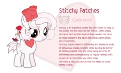 Size: 1414x856 | Tagged: safe, artist:m4quille, derpibooru import, oc, oc:stitchy patches, unofficial characters only, cockatrice, pegasus, pony, cutie mark, female, filly, foal, image, pegasus oc, png, red eyes, reference sheet, show accurate, simple background, solo, wings