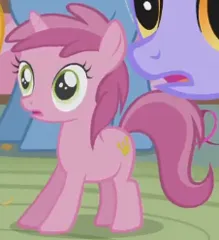 Size: 226x248 | Tagged: safe, derpibooru import, screencap, ruby pinch, pony, unicorn, call of the cutie, season 1, cropped, female, filly, foal, g4, image, open mouth, png, shocked, solo focus, standing