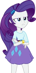 Size: 3000x5977 | Tagged: safe, artist:cloudy glow, derpibooru import, rarity, human, equestria girls, clothes, crossed arms, cutie mark, cutie mark on clothes, dress, female, image, png, rarity is not amused, simple background, skirt, solo, transparent background, unamused