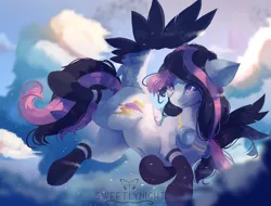 Size: 5000x3794 | Tagged: safe, artist:sweetlynight, derpibooru import, oc, oc:alpha jet, unofficial characters only, pegasus, pony, aviator goggles, commission, female, flying, goggles, image, mare, png, sock, solo