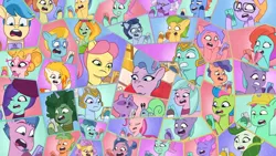 Size: 3072x1727 | Tagged: safe, derpibooru import, screencap, onyx, posey (g5), queen haven, unnamed character, earth pony, pegasus, pony, raccoon, snail, unicorn, g5, my little pony: tell your tale, spoiler:g5, spoiler:my little pony: tell your tale, spoiler:tyts01e67, :o, berries (g5), dahlia, dapple, eyebrows, eyes closed, female, flare (g5), frown, image, jazz hooves, jpeg, luminous dazzle, male, mare, mobile phone, open mouth, pegasnail, phone, raccoonicorn, raised eyebrow, smartphone, stallion, sugarpuff lilac, the rise and fall, thunder flap, zoom zephyrwing, 莉芙