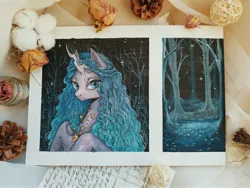 Size: 4000x3000 | Tagged: safe, artist:fridagloria, derpibooru import, changeling queen oc, oc, unofficial characters only, changeling, changeling queen, bust, cutie mark, female, forest, high res, image, jpeg, looking at you, nature, solo, traditional art, tree