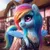 Size: 1024x1024 | Tagged: safe, ai content, machine learning generated, ponerpics import, rainbow dash, pegasus, pony, bing, clothes, dress, fluffy, generator:bing image creator, image, jpeg, lace, solo