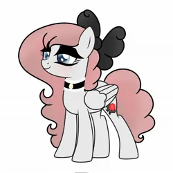Size: 2048x2048 | Tagged: safe, derpibooru import, oc, oc:ebony rosebud, unofficial characters only, pegasus, pony, bow, choker, cutie mark, female, hair bow, image, jpeg, mare, original character do not steal, pegasus oc, simple background, solo, white background, wings