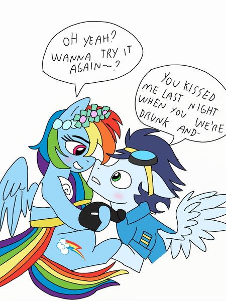 Size: 720x960 | Tagged: safe, artist:dasher666, artist:dufflebags, derpibooru import, edit, rainbow dash, soarin', pegasus, pony, a canterlot wedding, bridesmaid, bridesmaid dash, bridesmaid dress, clothes, dress, female, image, male, mare, png, shipping, soarindash, stallion, straight