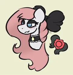 Size: 745x771 | Tagged: safe, artist:voraciouscutie, derpibooru import, oc, oc:ebony rosebud, unofficial characters only, pegasus, pony, bow, bust, choker, cutie mark, hair bow, image, jpeg, original character do not steal, pegasus oc, portrait, wings