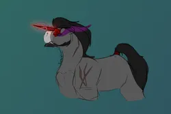 Size: 1800x1200 | Tagged: safe, artist:justanintrovert, derpibooru import, king sombra, pony, unicorn, chin fluff, colored, crystal, facial markings, floppy ears, gradient background, image, lighting, male, png, scar, sketch, snarling, solo, stallion