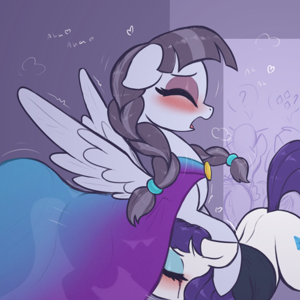 Size: 3000x3000 | Tagged: explicit, artist:t72b, derpibooru import, inky rose, rarity, pegasus, pony, unicorn, balls, beatnik rarity, beret, blowjob, blushing, braid, clothes, dress, eyes closed, eyeshadow, face down ass up, facefuck, fashion, female, floppy ears, futa, futa inky rose, futa on female, hat, hoof on head, horsecock, image, inkity, intersex, lesbian, makeup, mare, missing accessory, nose wrinkle, nudity, open mouth, oral, penis, png, raised tail, running makeup, see-through, sex, shipping, spread wings, stealth sex, sweater, tail, wingboner, wings