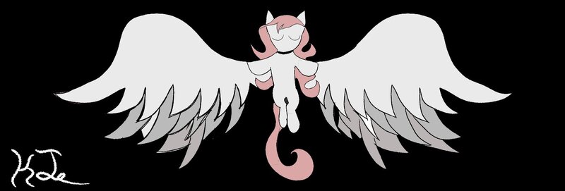 Size: 1640x555 | Tagged: safe, artist:katietheluna, derpibooru import, oc, oc:ebony rosebud, unofficial characters only, pegasus, pony, choker, female, image, jpeg, pegasus oc, simple, solo, solo female, spread wings, wings