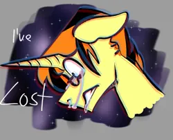 Size: 867x701 | Tagged: safe, artist:mitexcel, derpibooru import, oc, oc:merille artienda, unofficial characters only, pony, unicorn, crying, digital art, doodle, glasses, image, orange mane, png, short mane, space, vent art, yellow coat