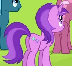 Size: 236x218 | Tagged: safe, derpibooru import, screencap, amethyst star, eiffel, unnamed character, unnamed pony, pony, unicorn, season 4, trade ya, animation error, cropped, female, image, jpeg, mare, solo focus, standing, wrong cutie mark