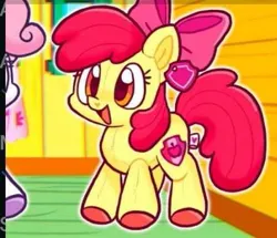 Size: 451x388 | Tagged: safe, artist:raystarkitty, derpibooru import, edit, apple bloom, sweetie belle, earth pony, pony, apple bloom's bow, bow, clubhouse, cropped, cute, female, filly, foal, hair bow, image, jpeg, outline, plushie, smiling, white outline