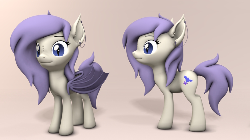 Size: 1920x1080 | Tagged: safe, artist:whiteskypony, derpibooru import, oc, oc:star violet, bat pony, pony, 3d, female, image, jpeg, mare, solo