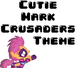 Size: 775x684 | Tagged: safe, artist:polygonical, derpibooru import, edit, edited screencap, screencap, scootaloo, pegasus, pony, season 1, the show stoppers, 8-bit, clothes, cutie mark crusaders song, female, filly, foal, g4, game boy, image, not a vector, outstretched hoof, png, show stopper outfits, simple background, singing, solo, song cover, white background