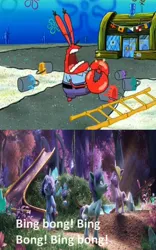 Size: 750x1200 | Tagged: safe, artist:disneyponyfan, derpibooru import, pony, unicorn, angry, bing bong, bridlewood, female, filly, foal, image, jpeg, male, mr. krabs, sailor mouth, spongebob squarepants, swearing, vulgar