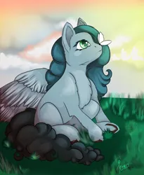 Size: 2500x3050 | Tagged: safe, artist:lunayourlife, derpibooru import, oc, butterfly, insect, pegasus, pony, female, green eyes, image, jpeg, solo