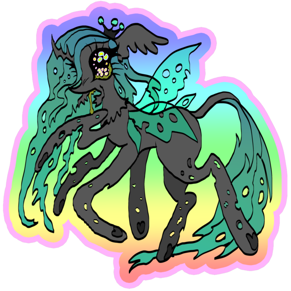 Size: 2048x2048 | Tagged: safe, artist:larvaecandy, derpibooru import, queen chrysalis, changeling, changeling queen, pony, female, image, leonine tail, mandibles, multiple legs, png, simple background, six legs, solo, tail, transparent background