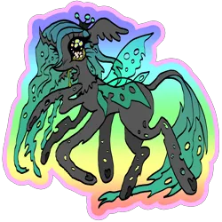 Size: 2048x2048 | Tagged: safe, artist:larvaecandy, derpibooru import, queen chrysalis, changeling, changeling queen, pony, female, image, leonine tail, mandibles, multiple legs, png, simple background, six legs, solo, tail, transparent background