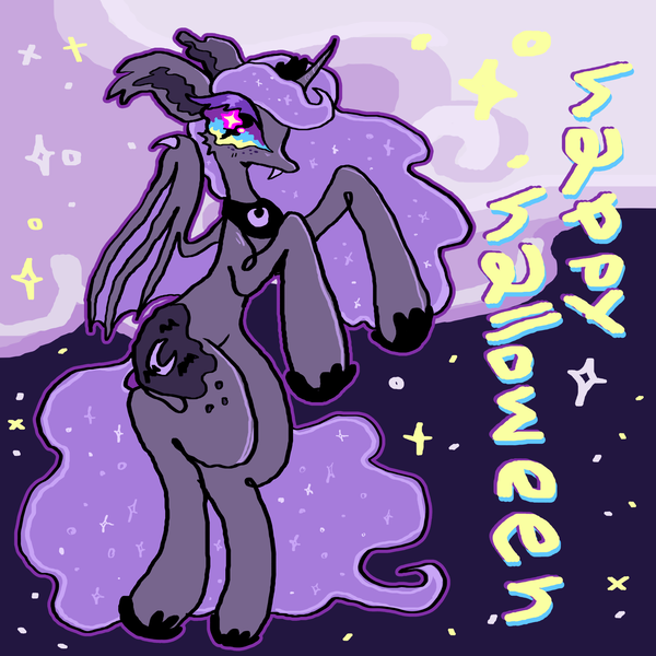 Size: 2048x2048 | Tagged: safe, artist:larvaecandy, derpibooru import, princess luna, alicorn, bat pony, bat pony alicorn, pony, bat ponified, bat wings, halloween, happy halloween, holiday, horn, image, lunabat, png, race swap, solo, wings