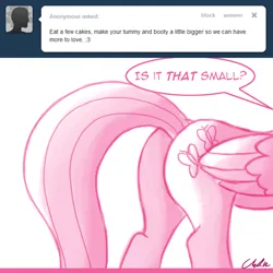 Size: 1000x1000 | Tagged: dead source, safe, artist:flirtershy, derpibooru import, fluttershy, pegasus, pony, ask, butt, butt only, butt tail, female, flutterbutt, head out of frame, image, implied weight gain, mare, monochrome, plot, png, simple background, solo, tumblr, white background