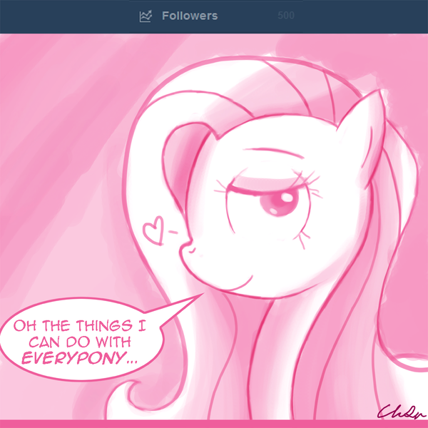 Size: 1000x1000 | Tagged: dead source, safe, artist:flirtershy, derpibooru import, fluttershy, pegasus, pony, bedroom eyes, dialogue, female, flirting, heart, image, looking at you, mare, monochrome, png, smiling, smiling at you, solo